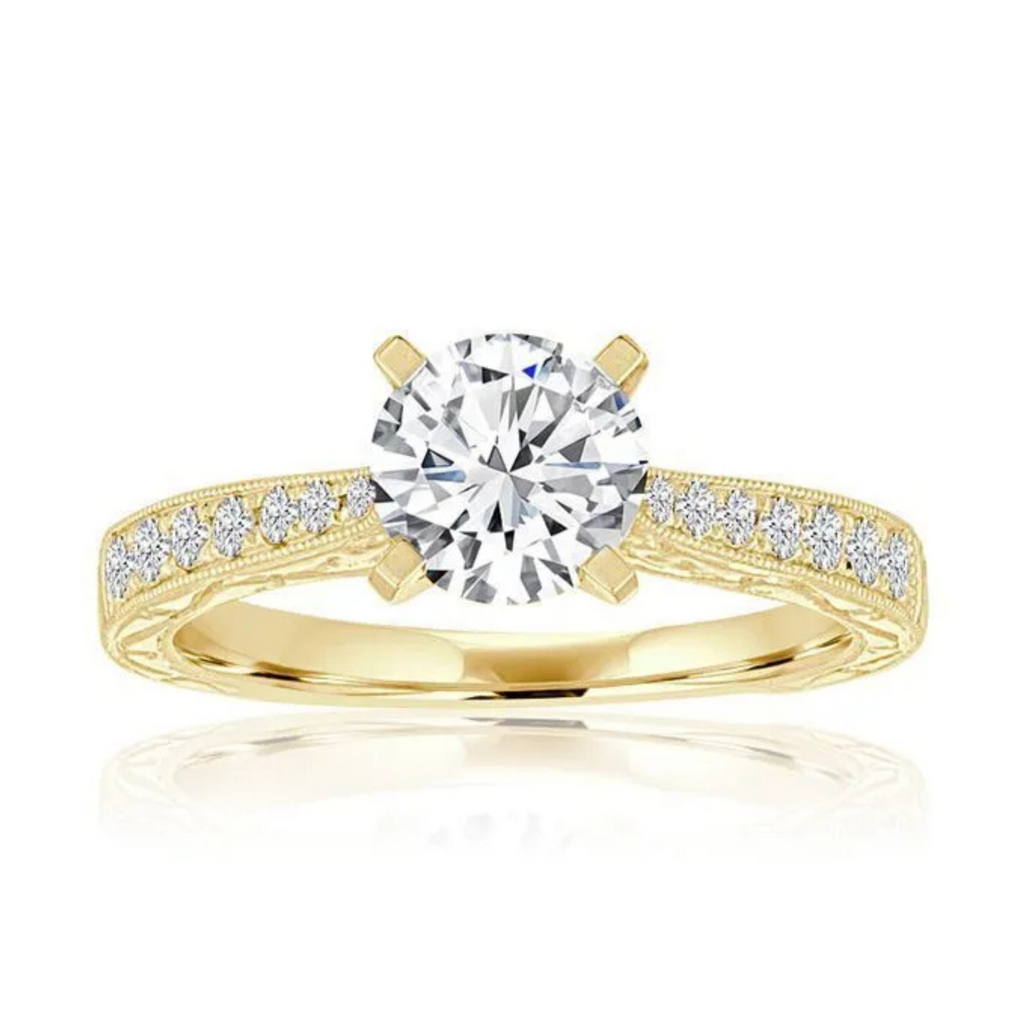 Imagine Bridal 14K Yellow Gold Round Diamond Engagement Ring 0.20ct