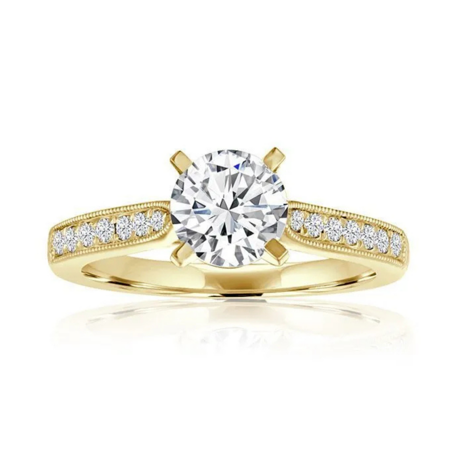 Imagine Bridal 14K Yellow Gold Round Diamond Engagement Ring 0.17ct