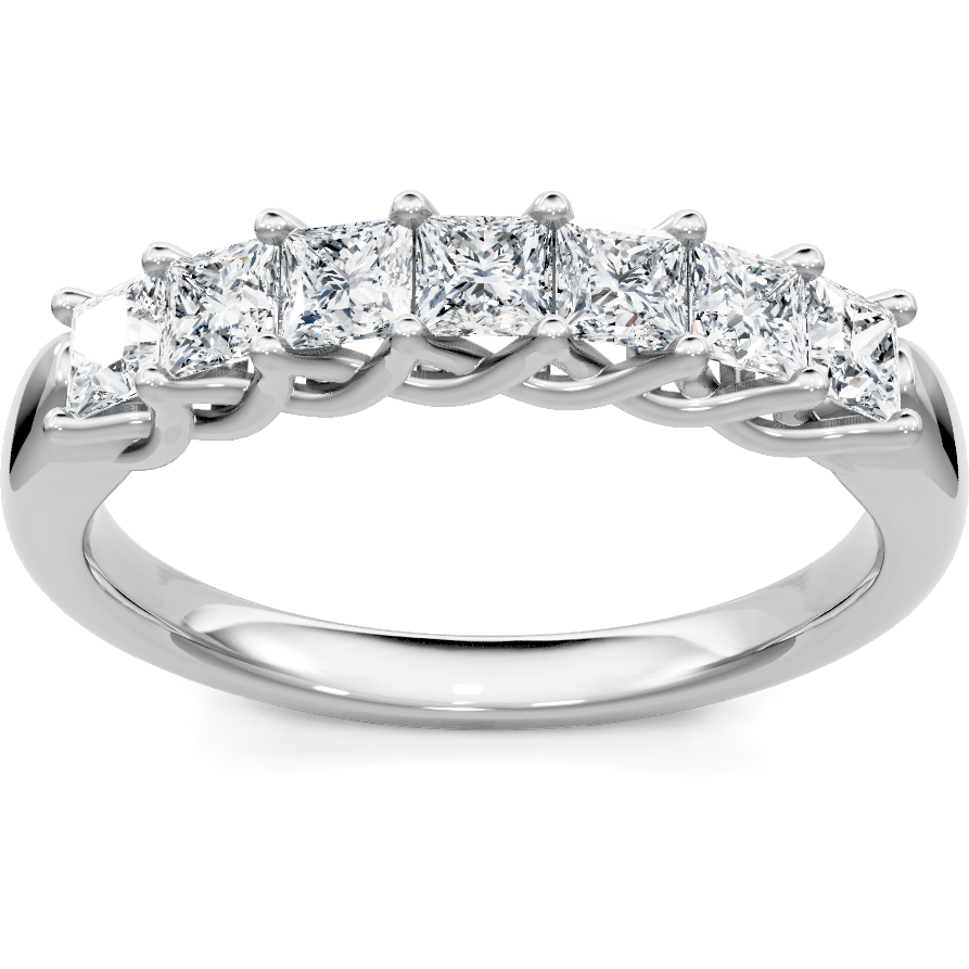 This gold 14K White Gold rose wedding band features a wedding band style with a wedding band setting. The design is accented with diamonds totaling about 0.5 carats.