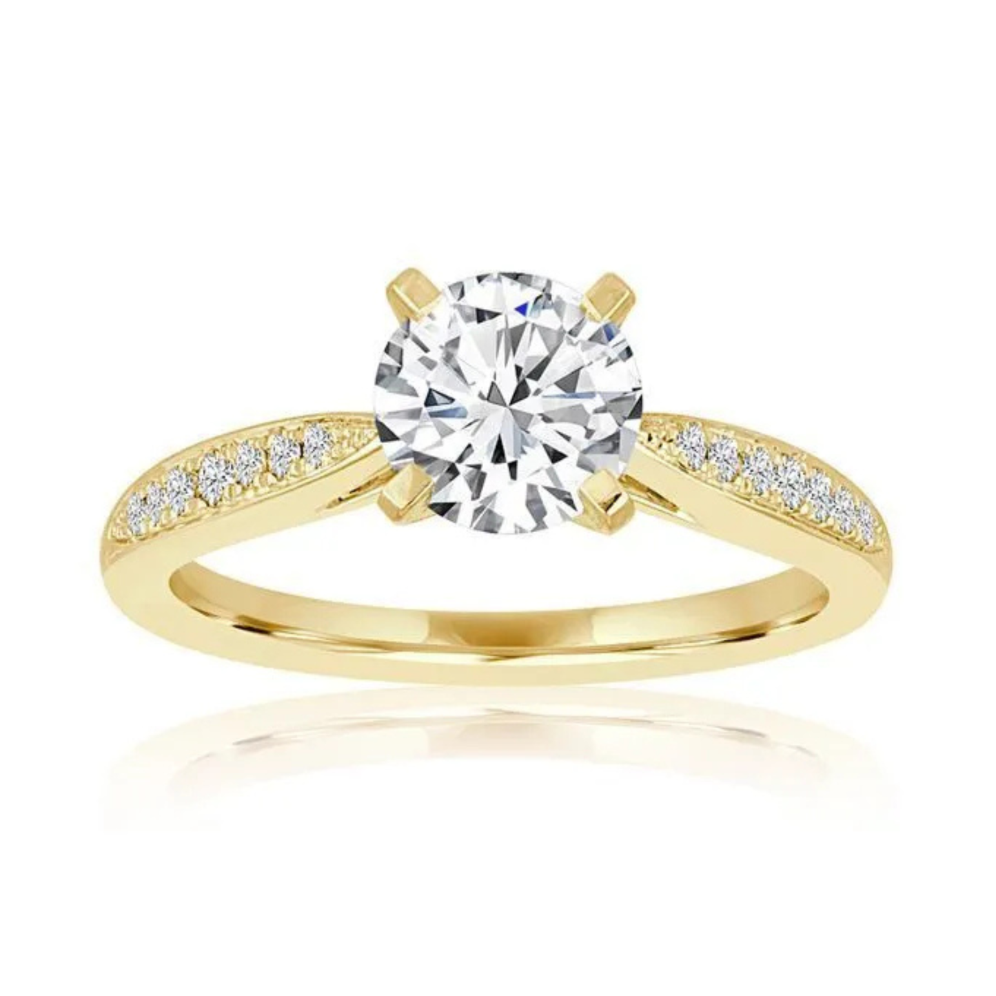 Imagine Bridal 14K Yellow Gold Round Diamond Engagement Ring 0.10ct