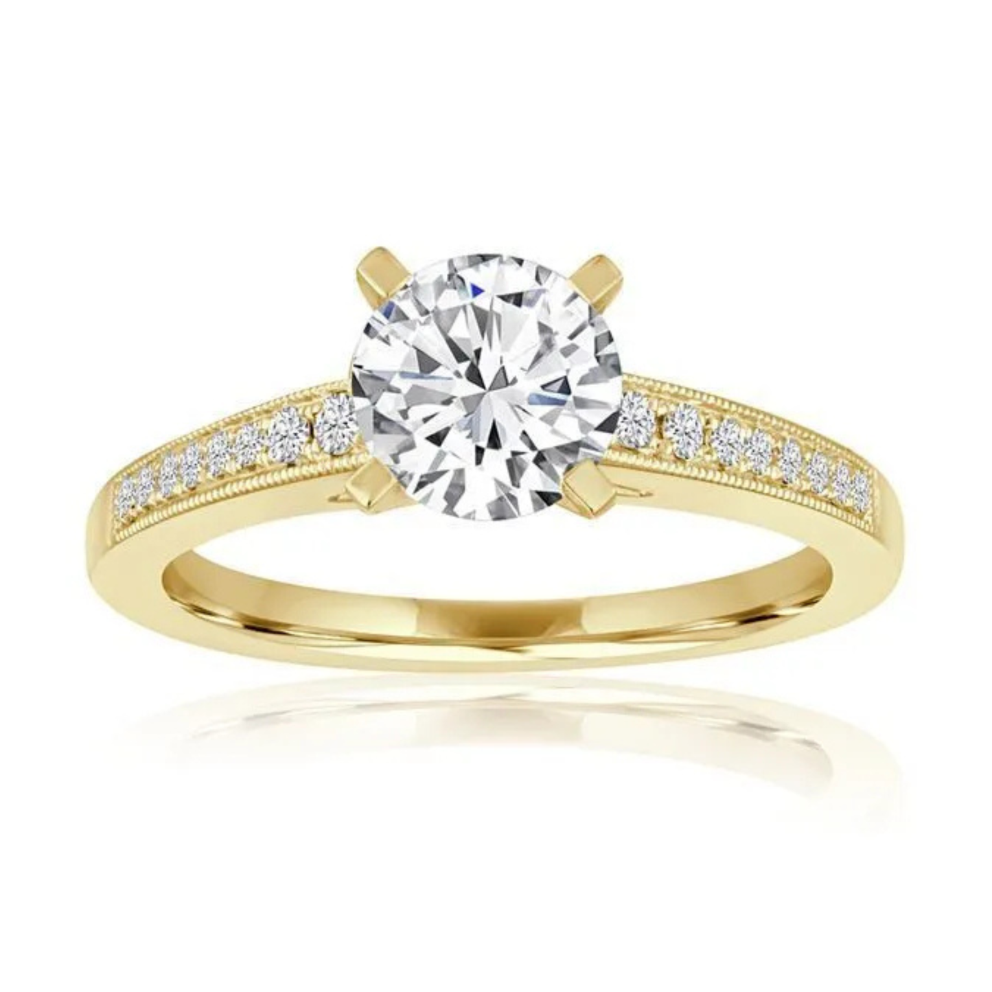Imagine Bridal 14K Yellow Gold Round Diamond Engagement Ring 0.17ct