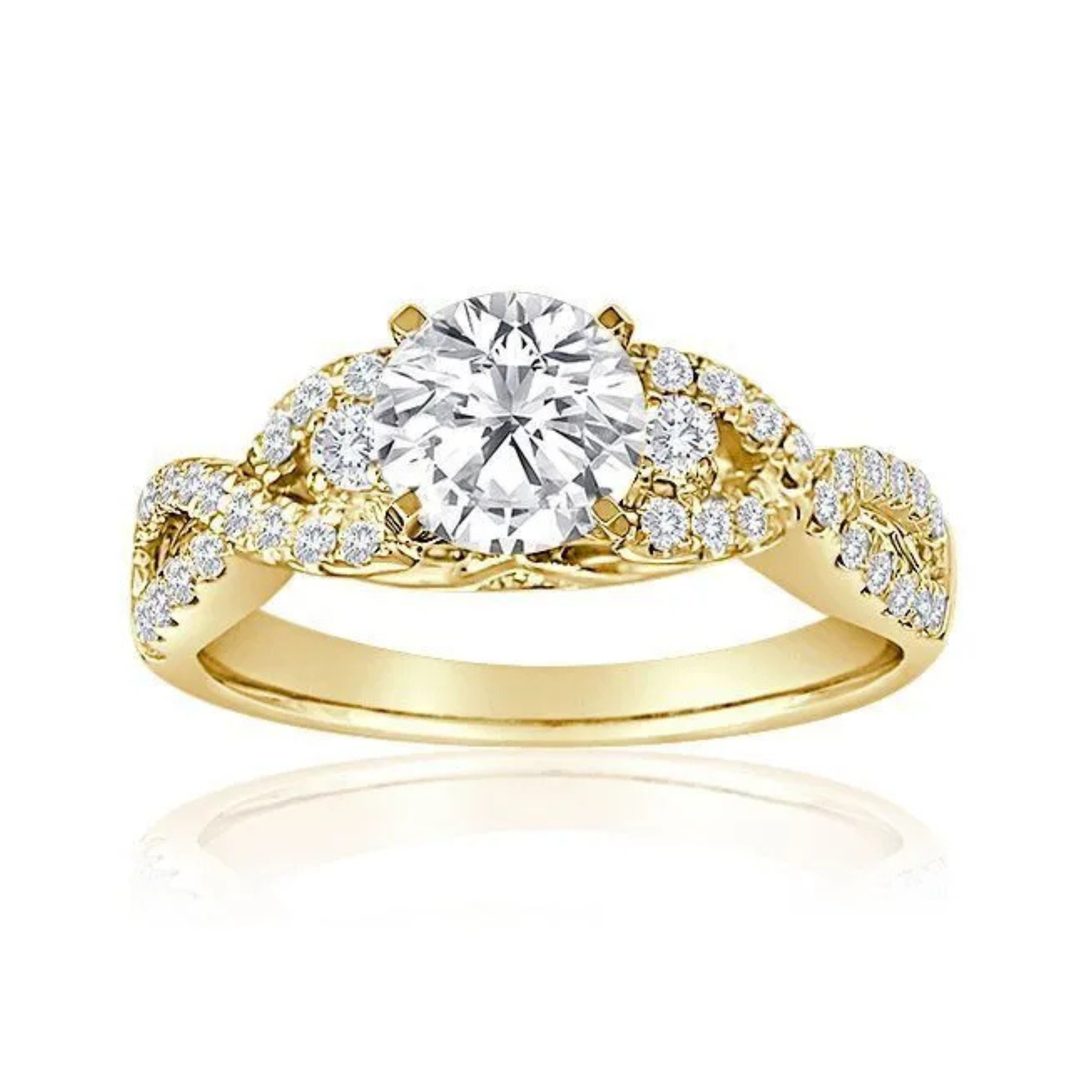 Imagine Bridal 14K Yellow Gold Round Diamond Engagement Ring 0.38ct