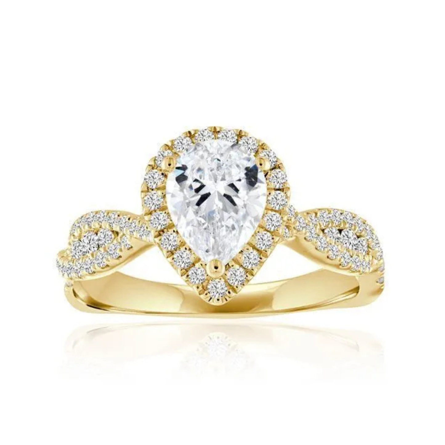Imagine Bridal 14K Yellow Gold Pear Diamond Engagement Ring 0.50ct