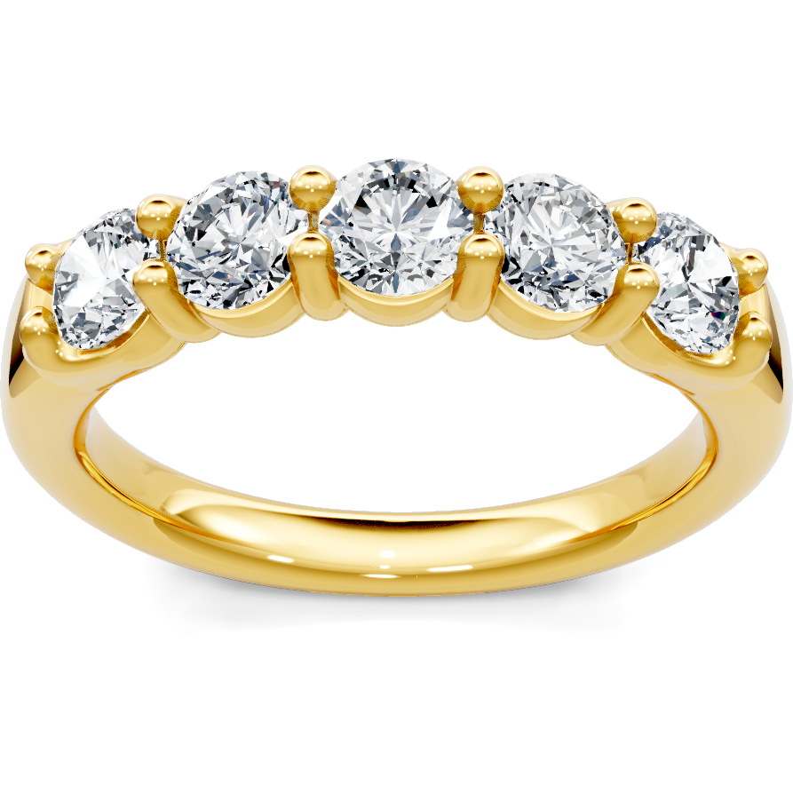This gold 14K Yellow Gold rose wedding band features a wedding band style with a wedding band setting. The design is accented with diamonds totaling about 0.55 carats.