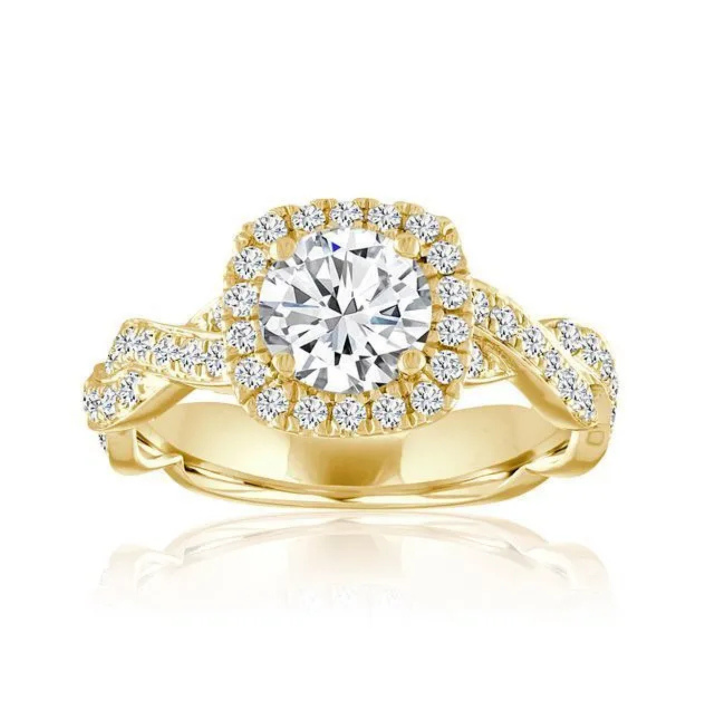 Imagine Bridal 14K Yellow Gold Cushion Diamond Engagement Ring 0.17ct