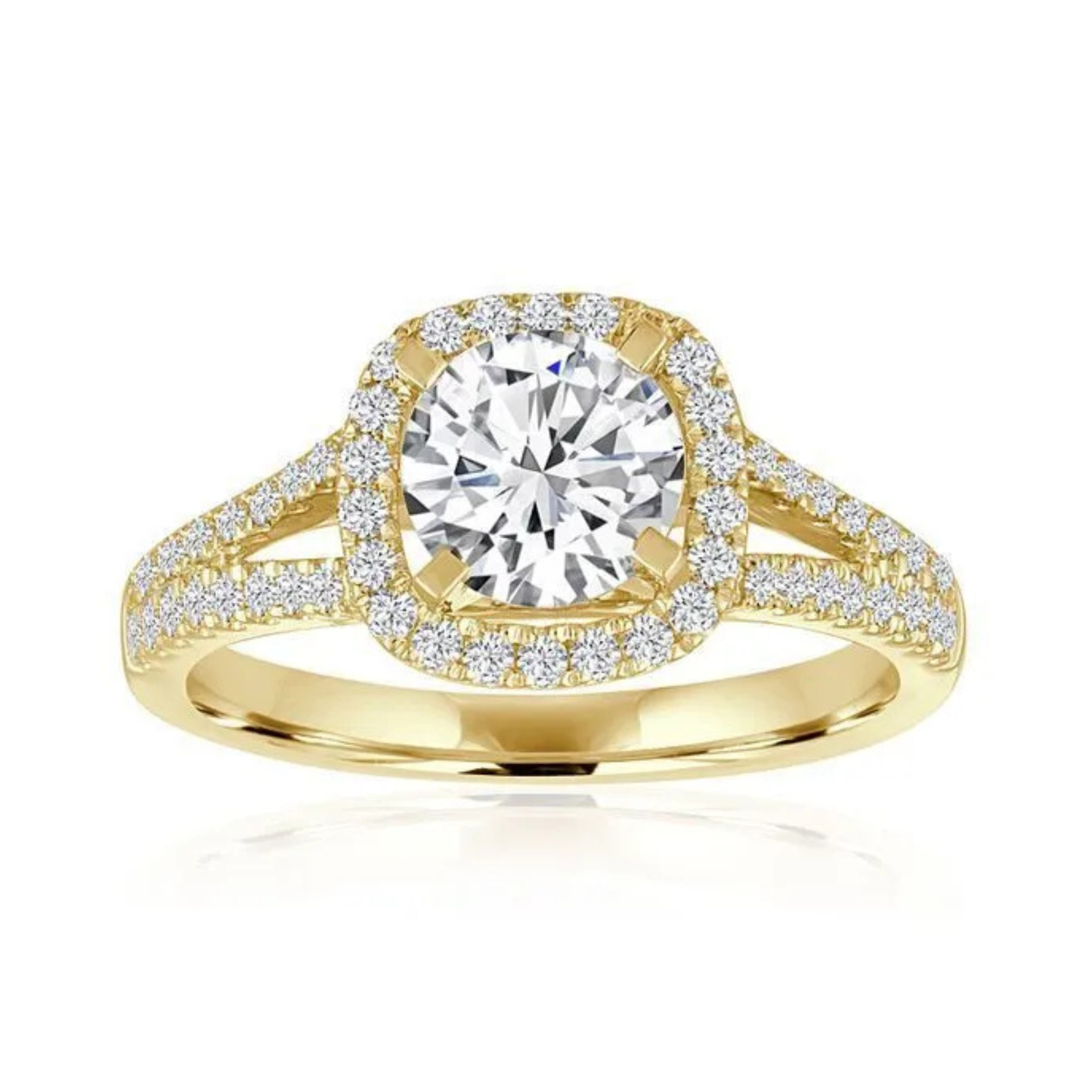 Imagine Bridal 14K Yellow Gold Cushion Diamond Engagement Ring 0.38ct