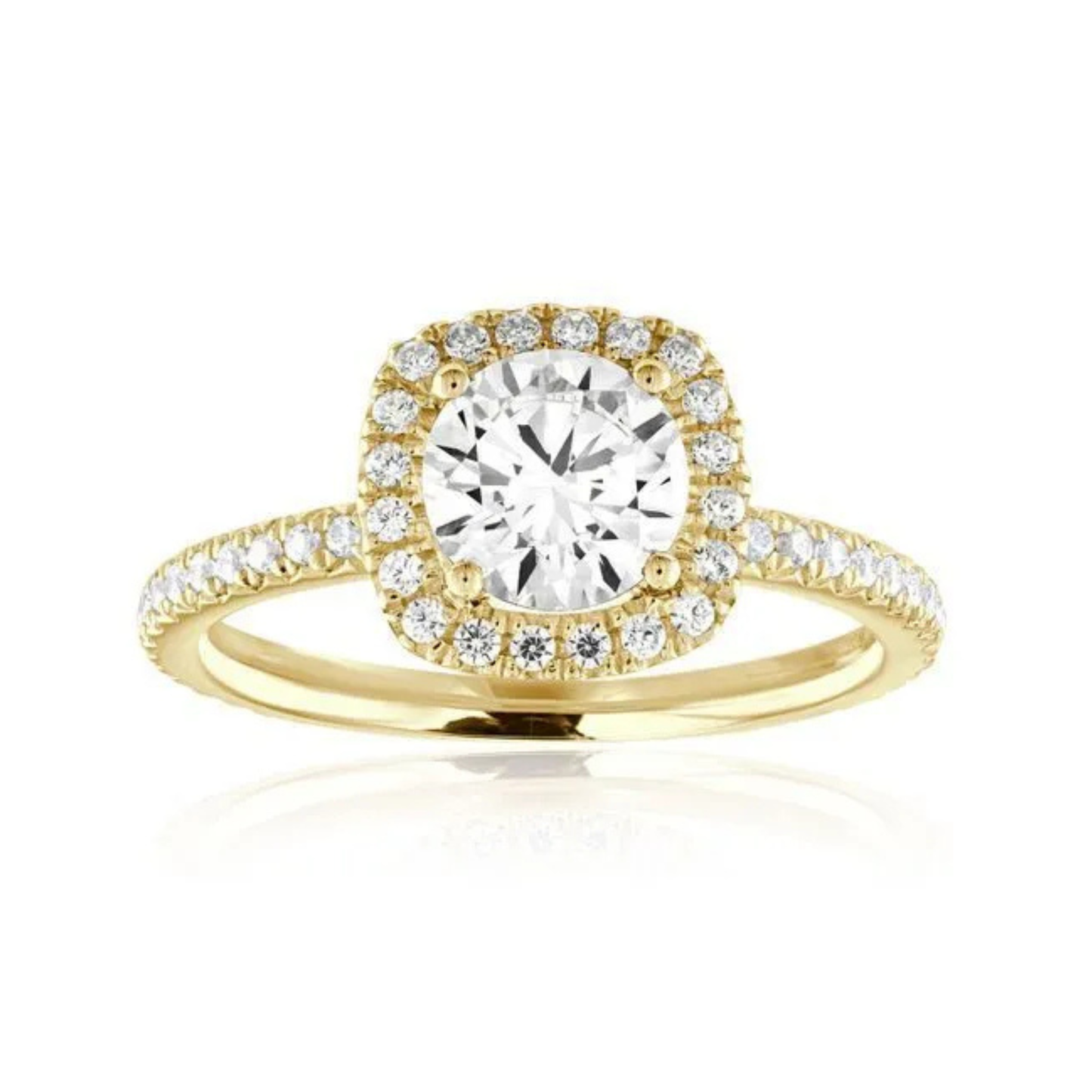 Imagine Bridal 14K Yellow Gold Cushion Diamond Engagement Ring 0.38ct