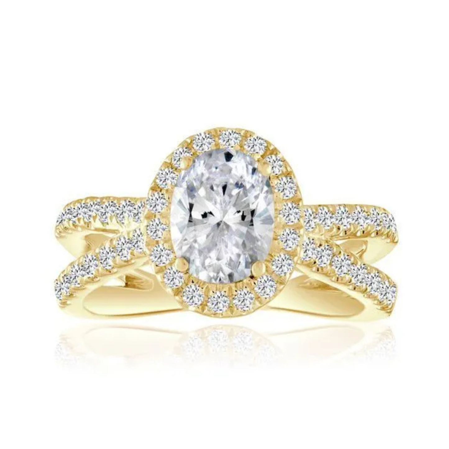 Imagine Bridal 14K Yellow Gold Oval Diamond Engagement Ring 0.17ct