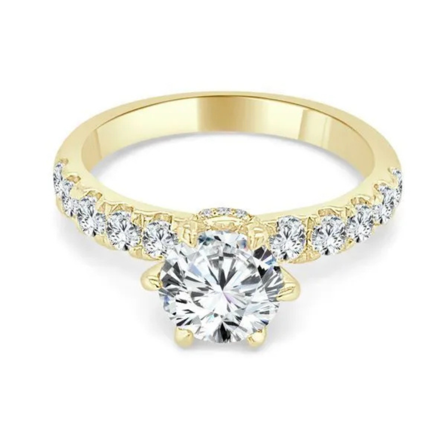 Imagine Bridal 14K Yellow Gold Round Diamond Engagment Ring 0.75ct