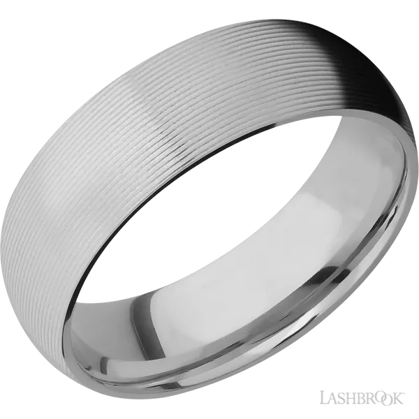 This Titanium wedding band features a domed style with a domed setting. The piece is polished and elegant, crafted without diamonds for a refined finish.