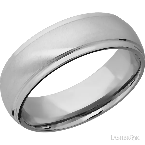 This Titanium wedding band features a domed style with a domed setting. The piece is polished and elegant, crafted without diamonds for a refined finish.