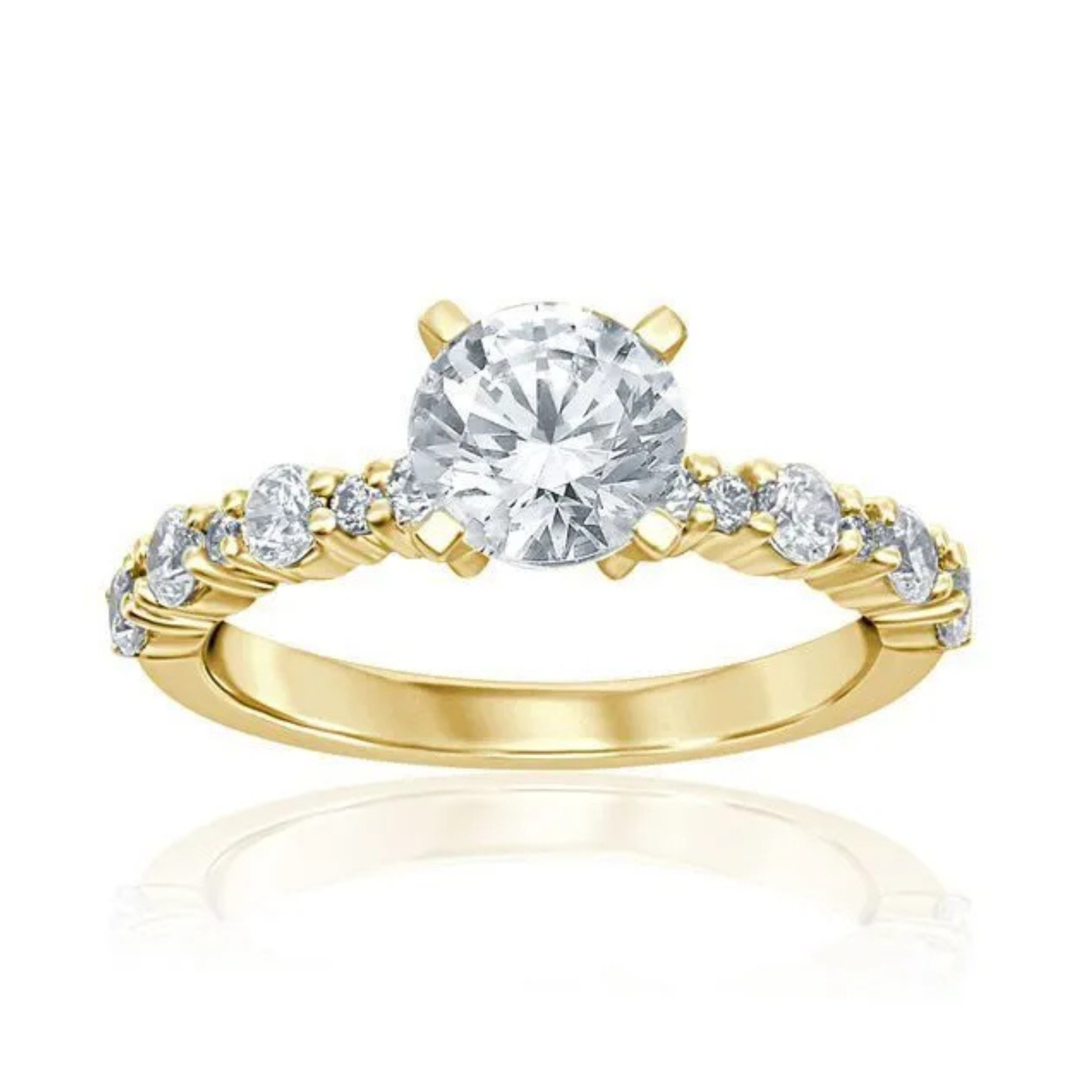 Imagine Bridal 14K Yellow Gold Round Diamond Engagement Ring 0.60ct