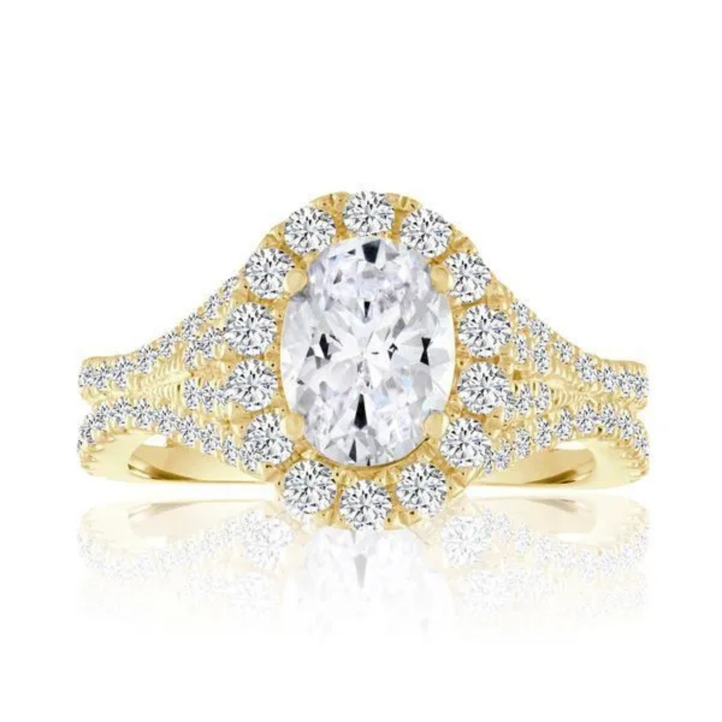 Imagine Bridal 14K Yellow Gold Oval Diamond Engagement Ring 0.10ct