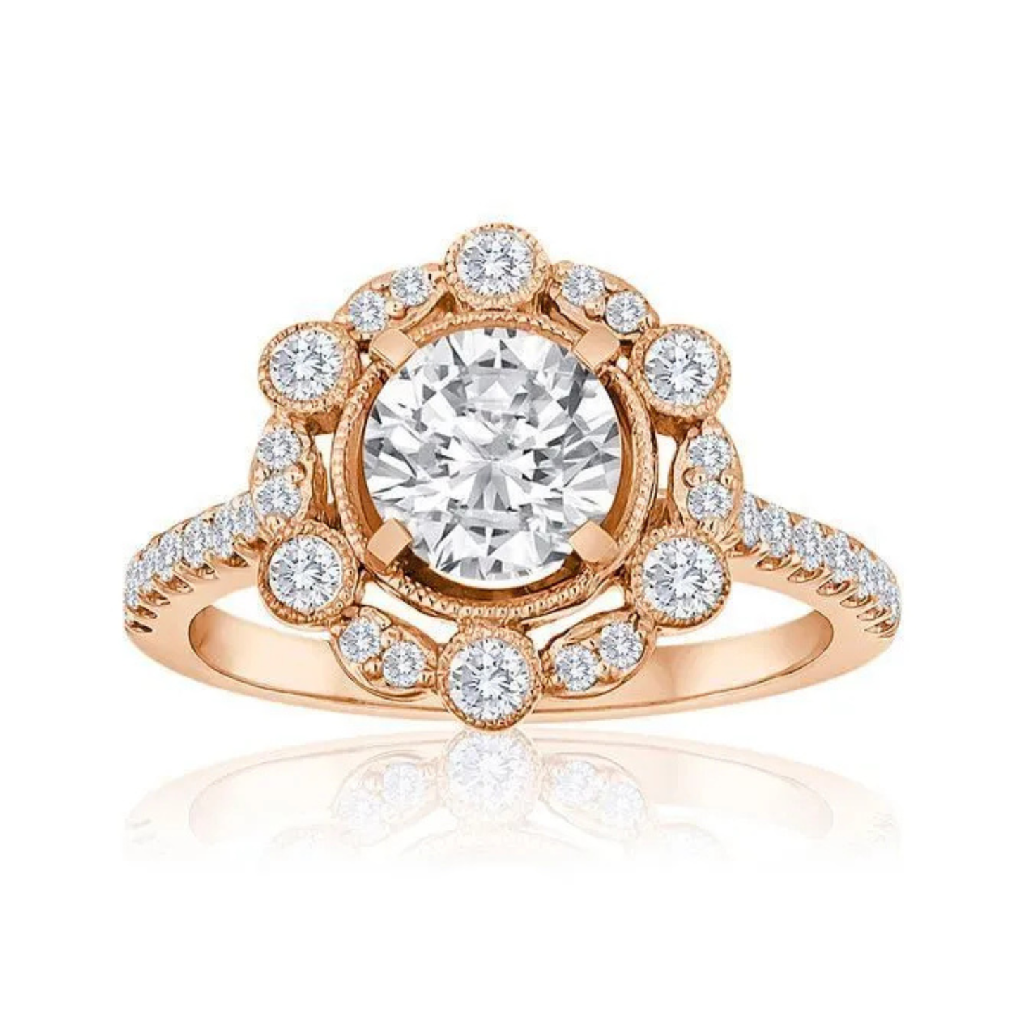 Imagine Bridal 14K Rose Gold Round Diamond Engagement Ring 0.40ct