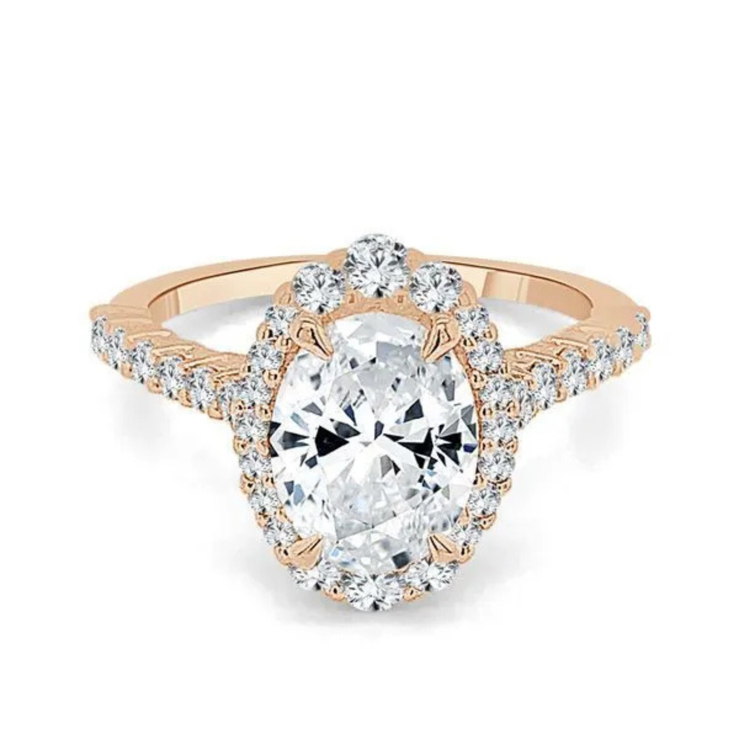 Imagine Bridal 14K Rose Gold Oval Diamond Engagement Ring 0.62ct
