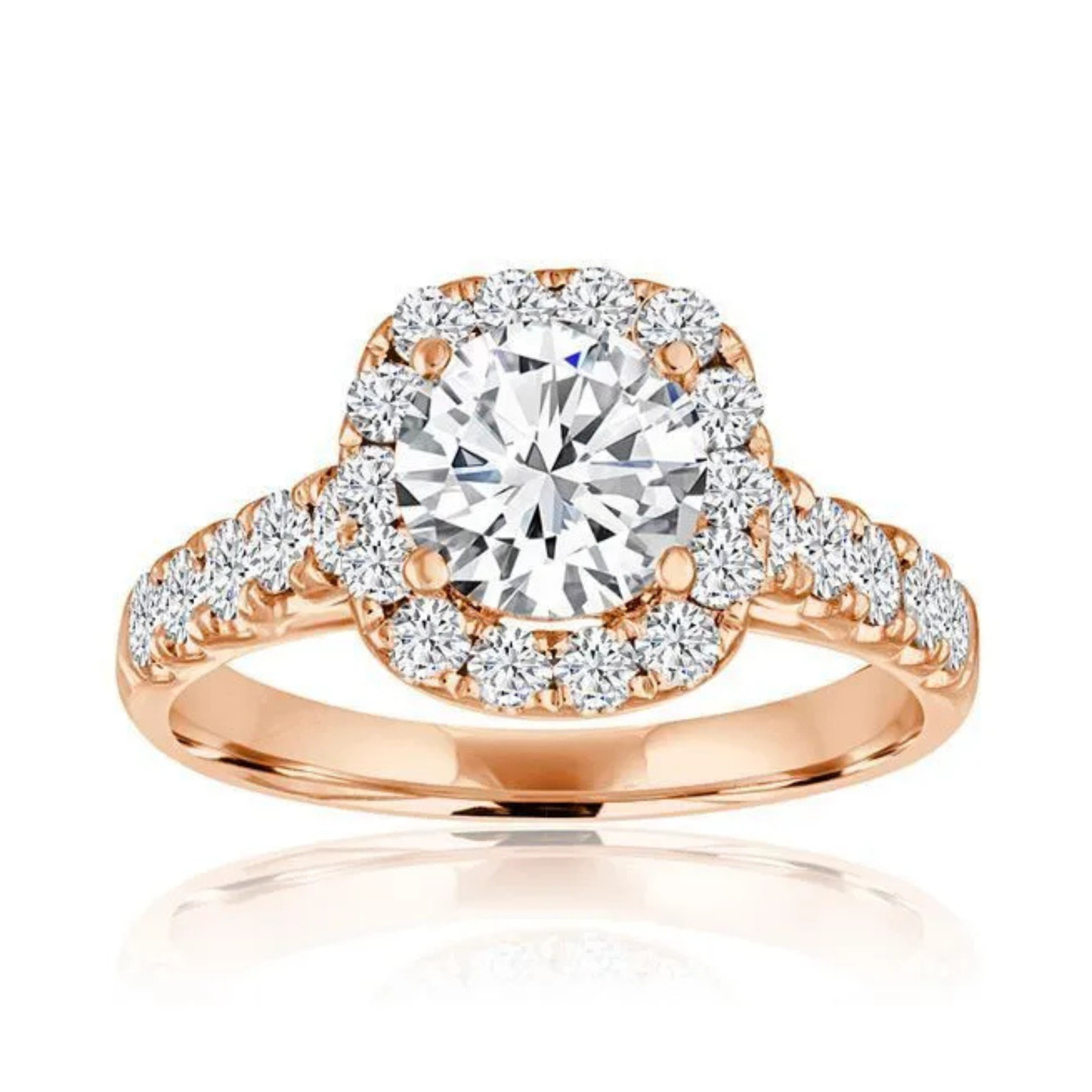 Imagine Bridal 14K Rose Gold Cushion Diamond Engagement Ring 0.75ct