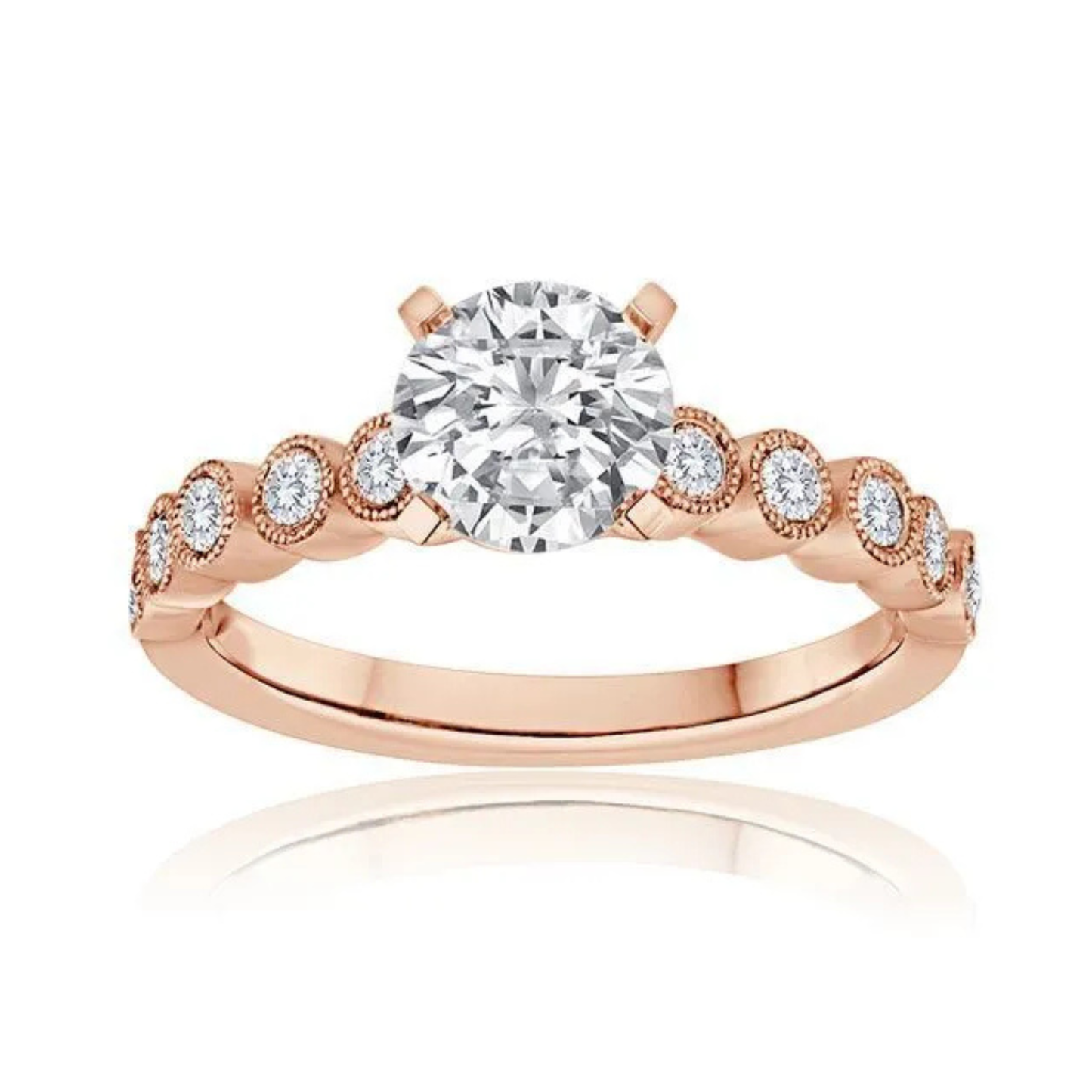 Imagine Bridal 14K Rose Gold Round Diamond Engagement Ring 0.25ct