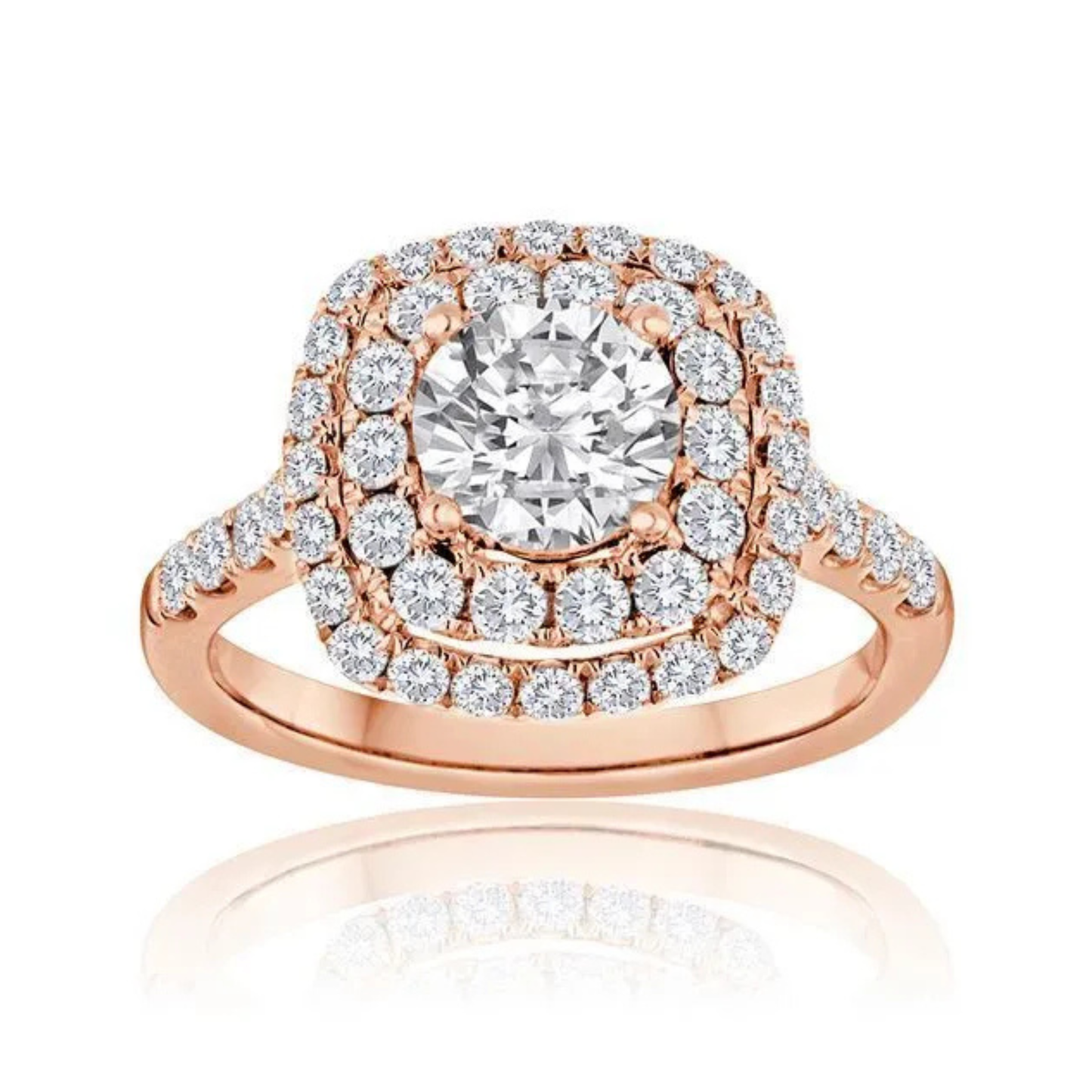 Imagine Bridal 14K Rose Gold Cushion Diamond Engagement Ring 1.00ct