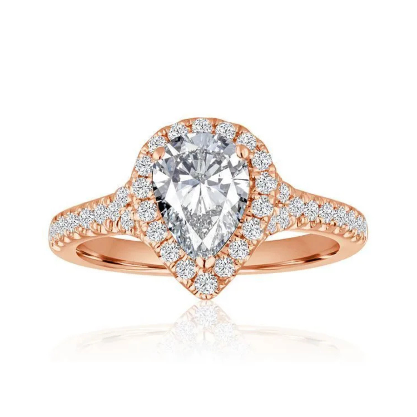 Imagine Bridal 14K Rose Gold Pear Diamond Engagement Ring 0.38ct