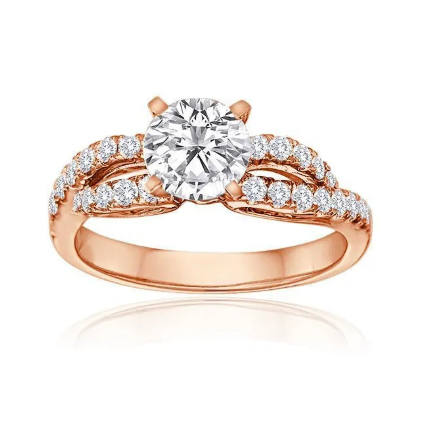 Imagine Bridal 14K Rose Gold Round Diamond Engagement Ring 0.40ct