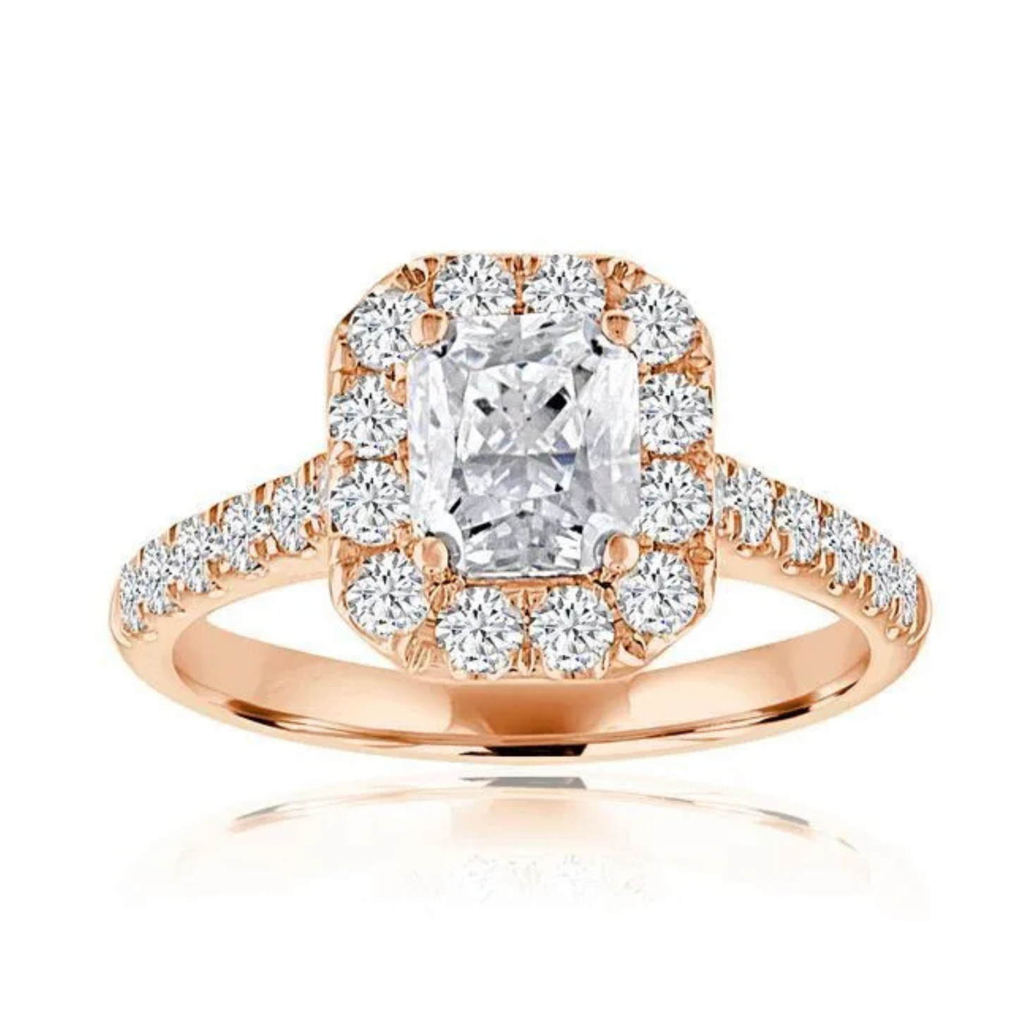 Imagine Bridal 14K Rose Gold Emerald Diamond Engagement Ring 0.75ct