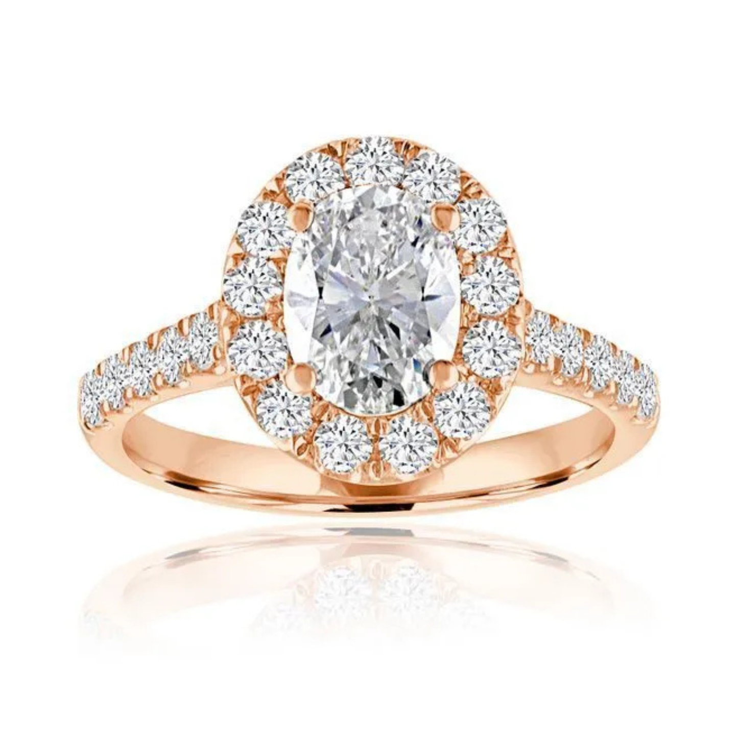 Imagine Bridal 14K Rose Gold Oval Diamond Engagement Ring 0.75ct