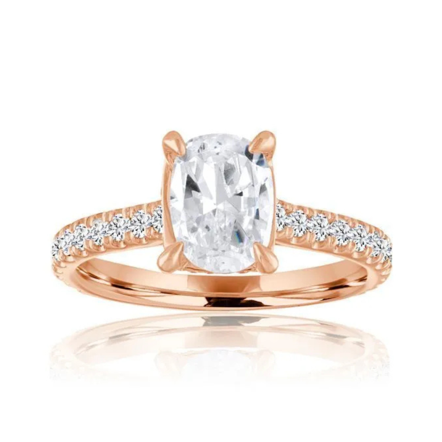 Imagine Bridal 14K Rose Gold Oval Diamond Engagement Ring 0.60ct