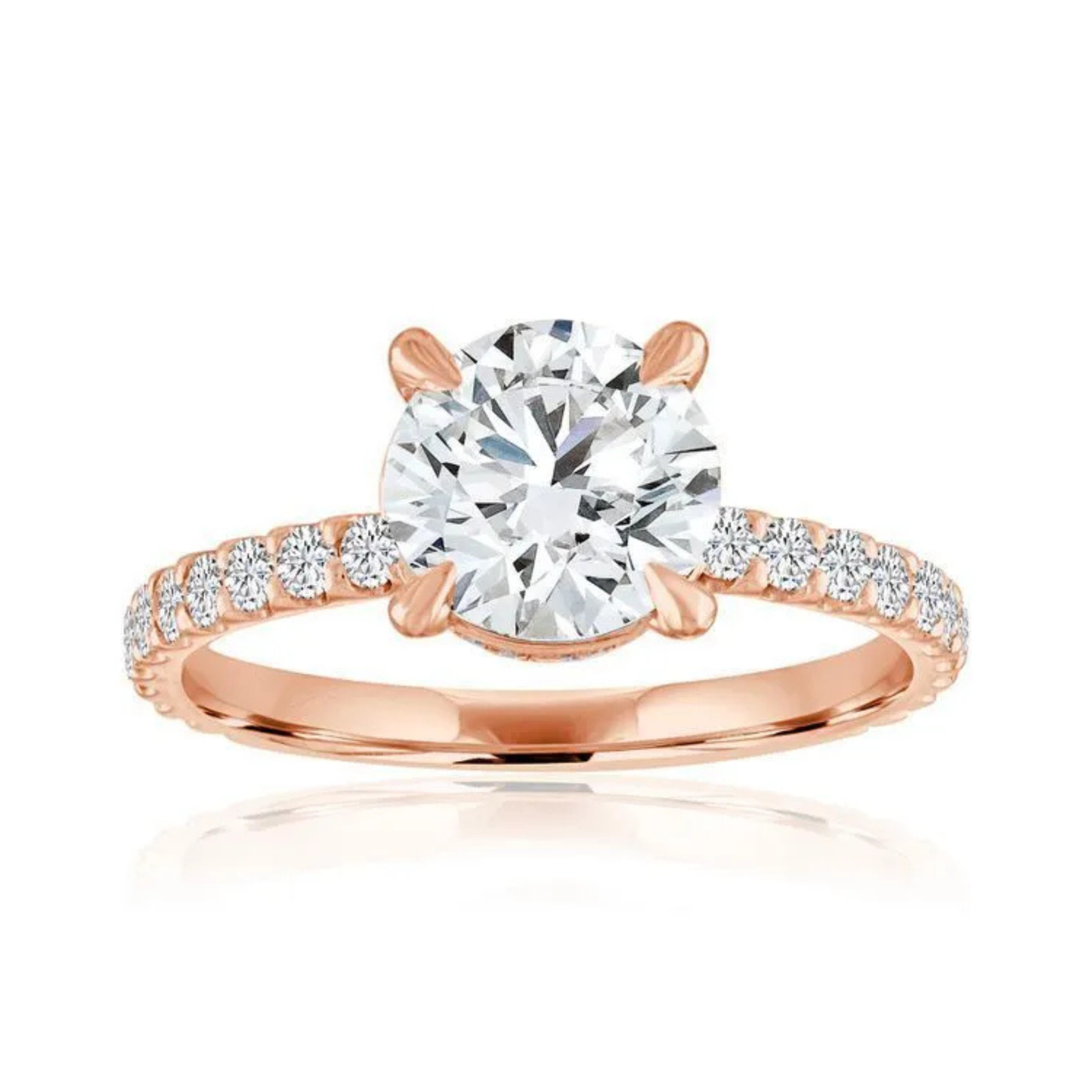 Imagine Bridal 14K Rose Gold Round Diamond Engagement Ring 0.50ct