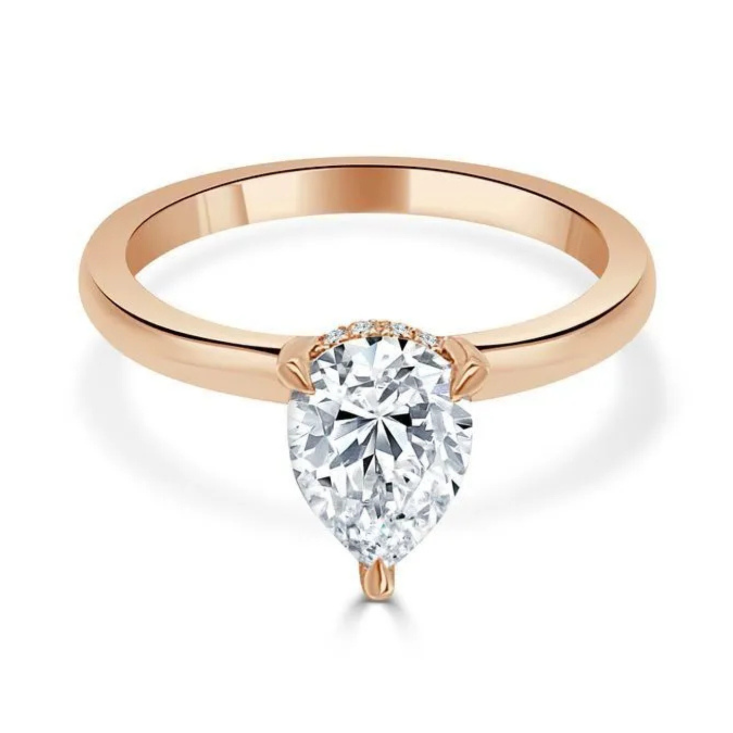Imagine Bridal 14K Rose Gold Pear Diamond Engagement Ring 0.10ct