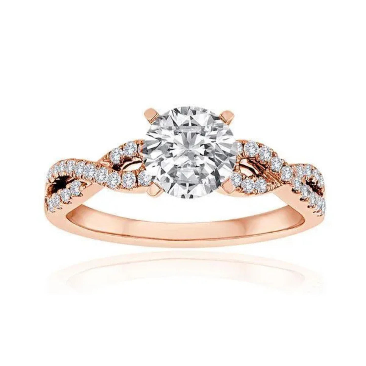 Imagine Bridal 14K Rose Gold Round Diamond Engagement Ring 0.25ct