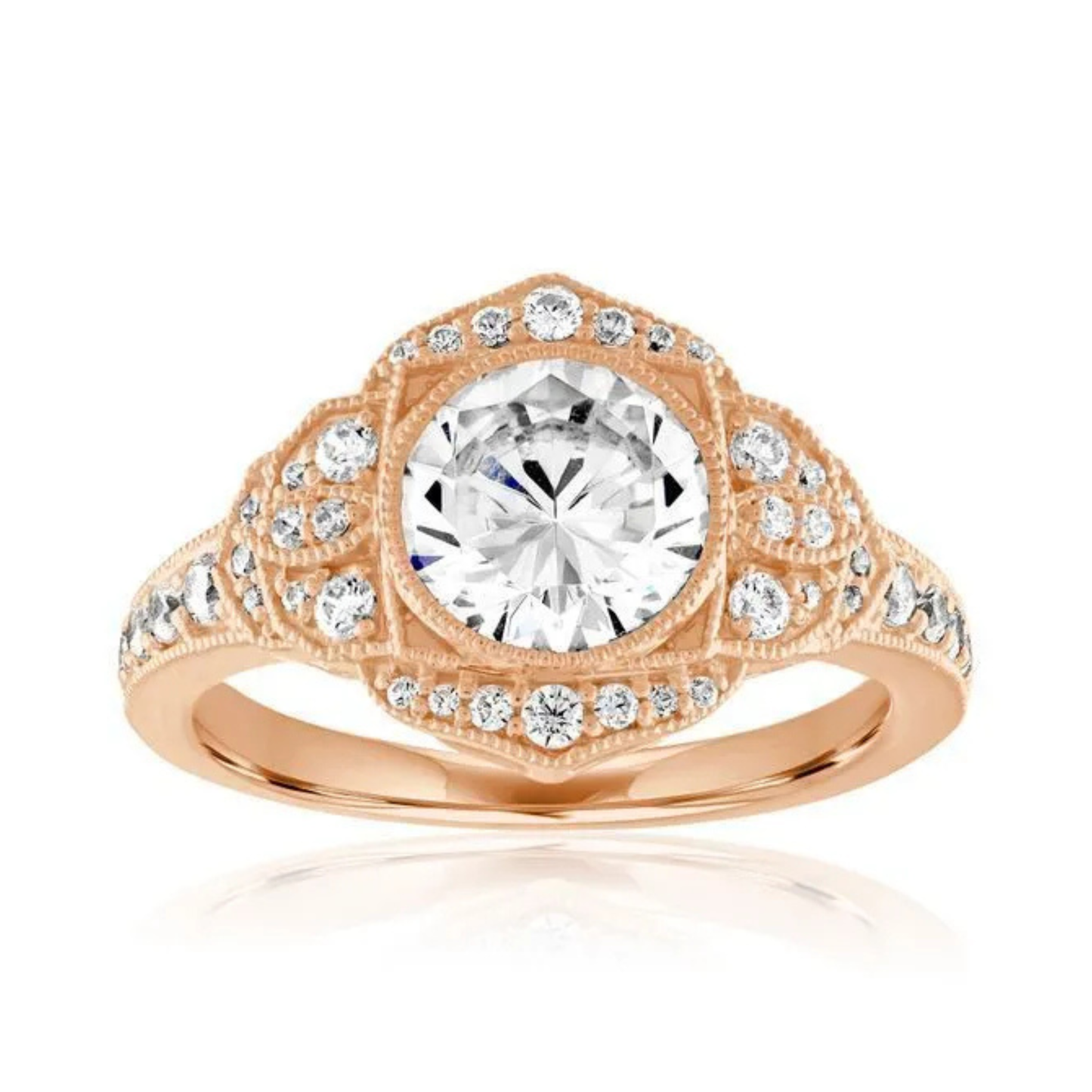 Imagine Bridal 14K Rose Gold Round Diamond Engagement Ring 0.40ct
