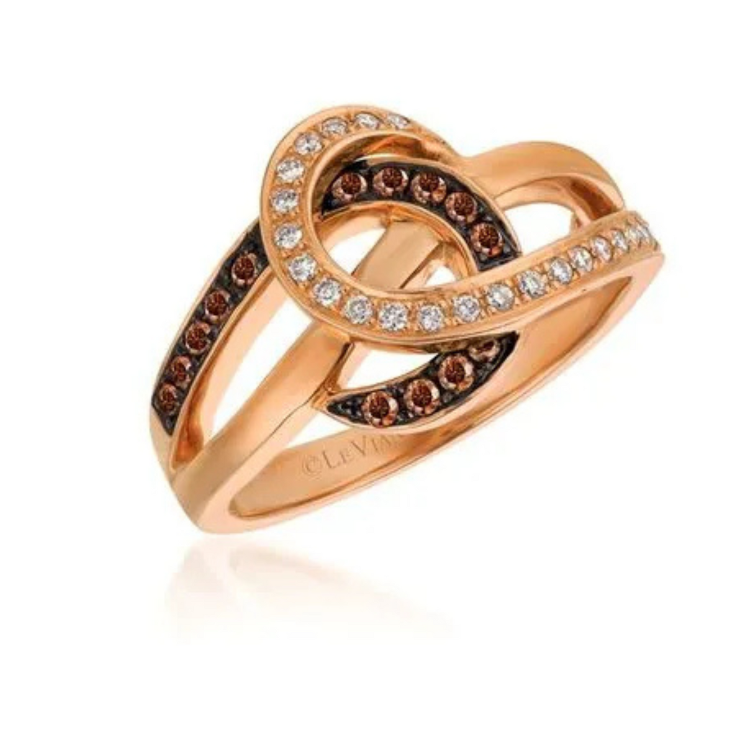 Le Vian 14K Strawberry Gold Chocolatier Chocolate & Vanilla Diamond Ring 0.167ct