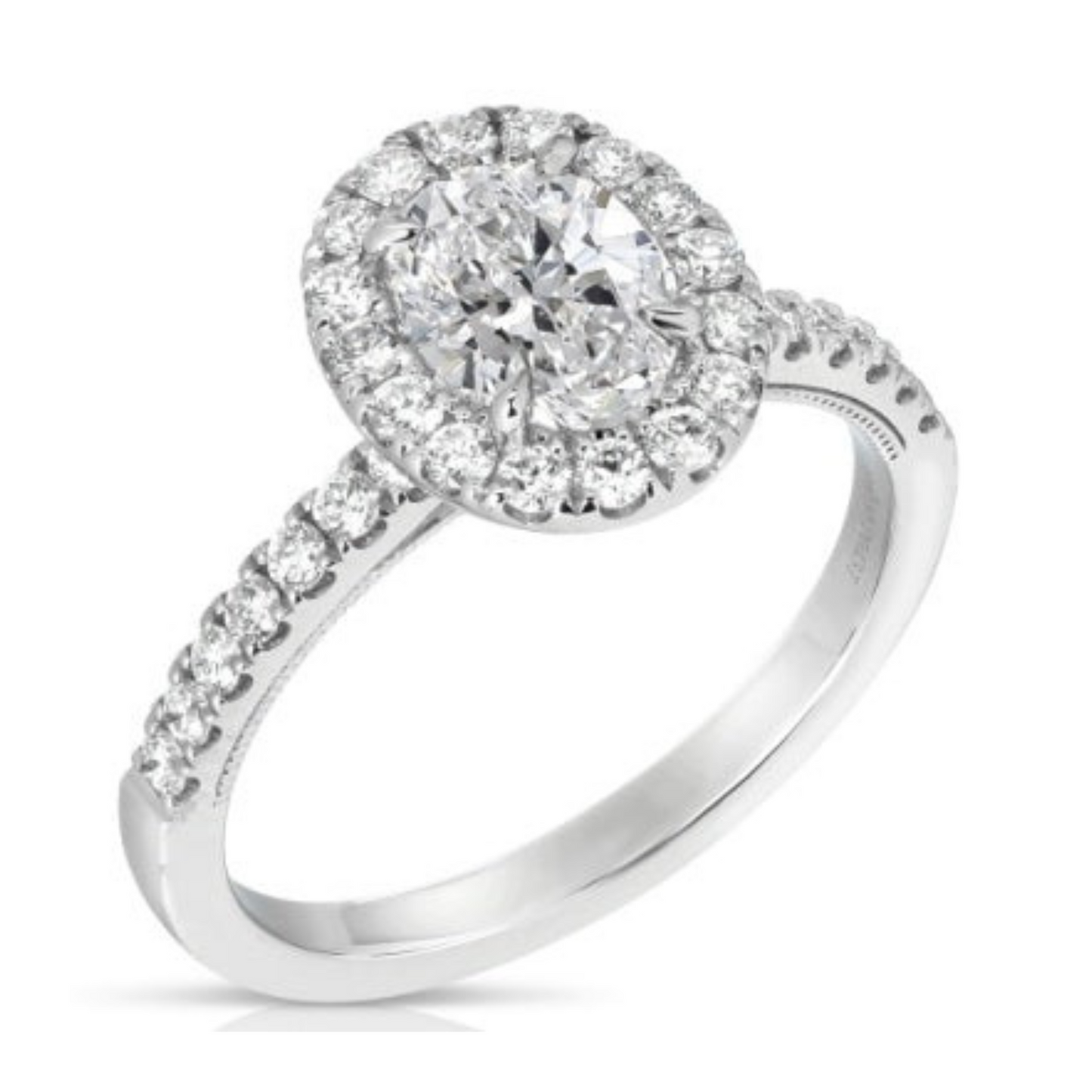 MK Oval Lab Grown Diamond 2.00 ct Engagement Ring in 14K White Gold