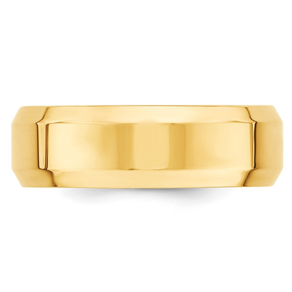 14k Yellow Gold 7mm Beveled Edge Comfort Fit Wedding Band Size 13.5 - View 3