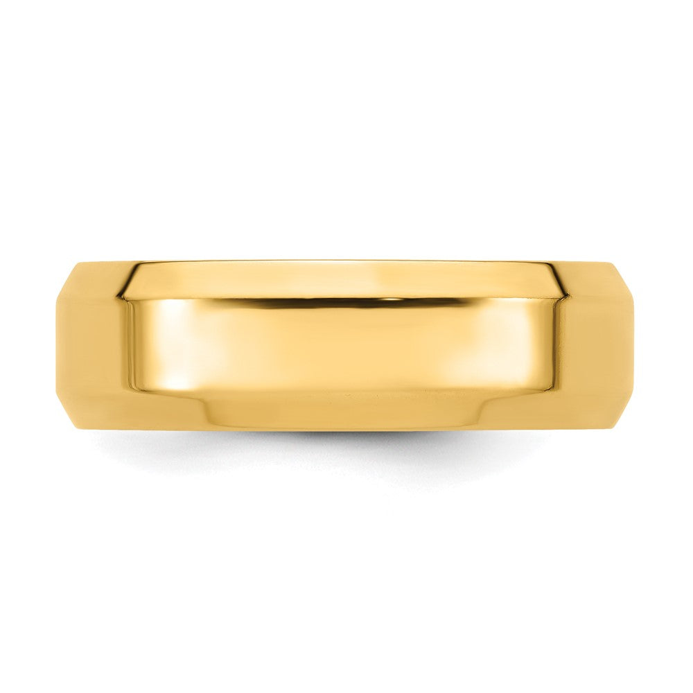 14k Yellow Gold 7mm Beveled Edge Comfort Fit Wedding Band Size 13.5 - View 4