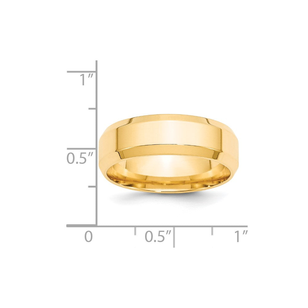 14k Yellow Gold 7mm Beveled Edge Comfort Fit Wedding Band Size 13.5 - View 5