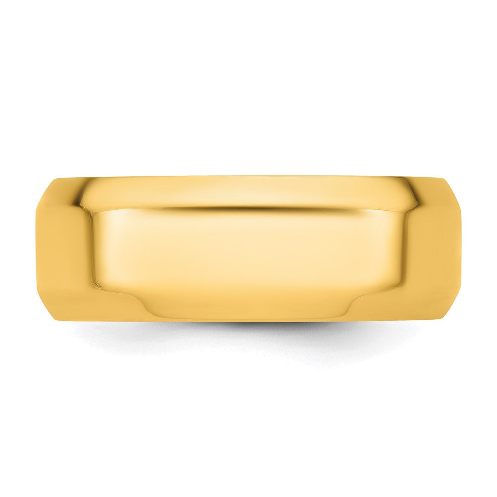 14k Yellow Gold 8mm Beveled Edge Comfort Fit Wedding Band Size 11.5 - View 3