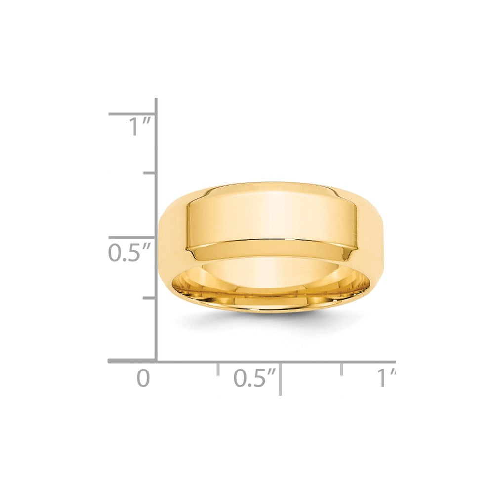 14k Yellow Gold 8mm Beveled Edge Comfort Fit Wedding Band Size 11 - View 5