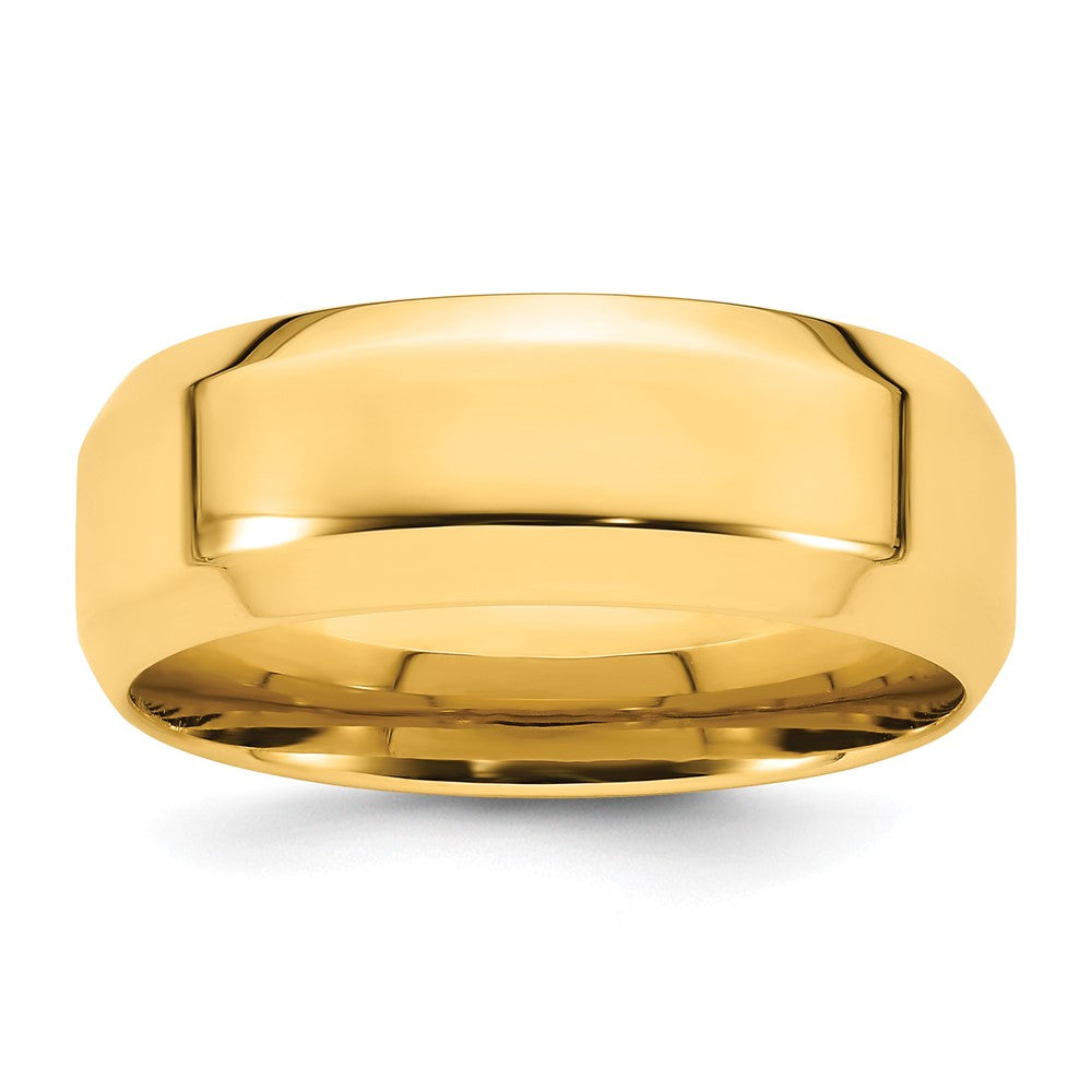 14k Yellow Gold 8mm Beveled Edge Comfort Fit Wedding Band Size 12 - View 1