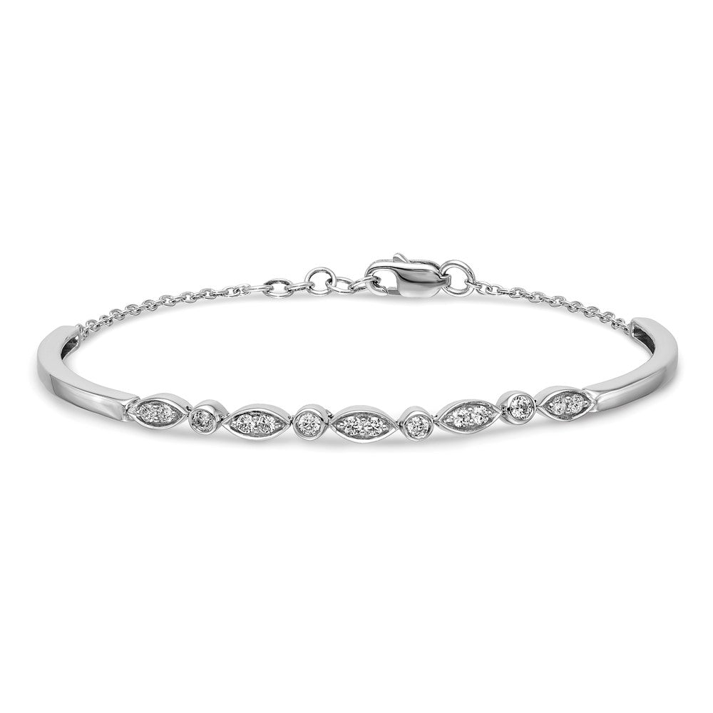 14k White Gold Complete 1/2 carat Diamond Half-Bangle 6.75 inch Bracelet with 0.5 inch Extender - View 3
