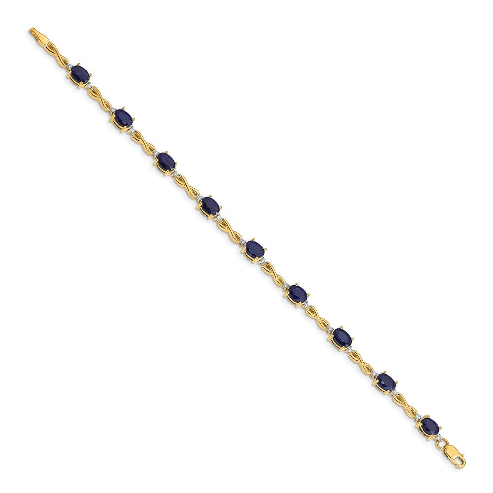 14k Complete Diamond and Oval Sapphire Infinity 7 inch Bracelet - View 2