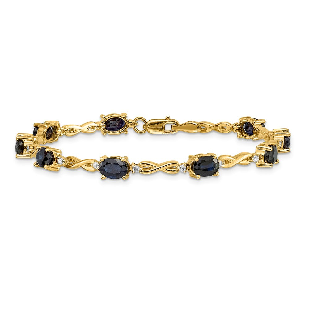 14k Complete Diamond and Oval Sapphire Infinity 7 inch Bracelet - View 3