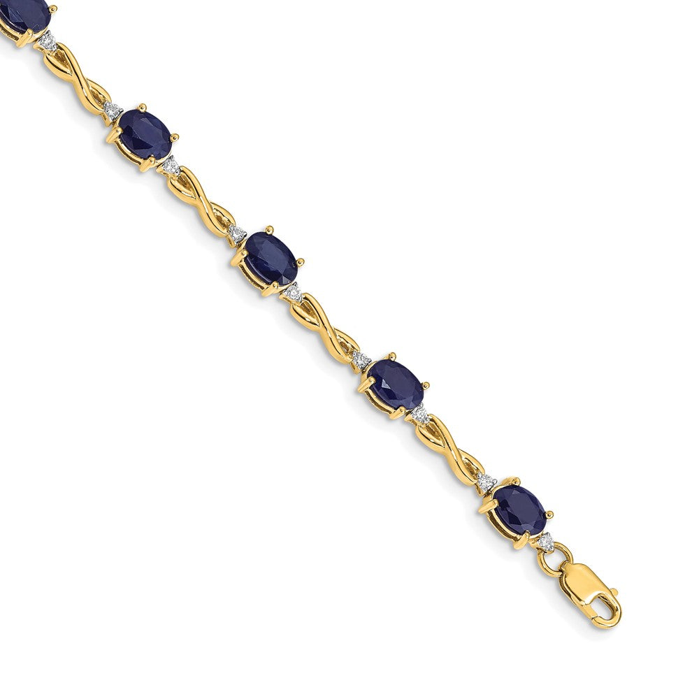 14k Complete Diamond and Oval Sapphire Infinity 7 inch Bracelet - View 1