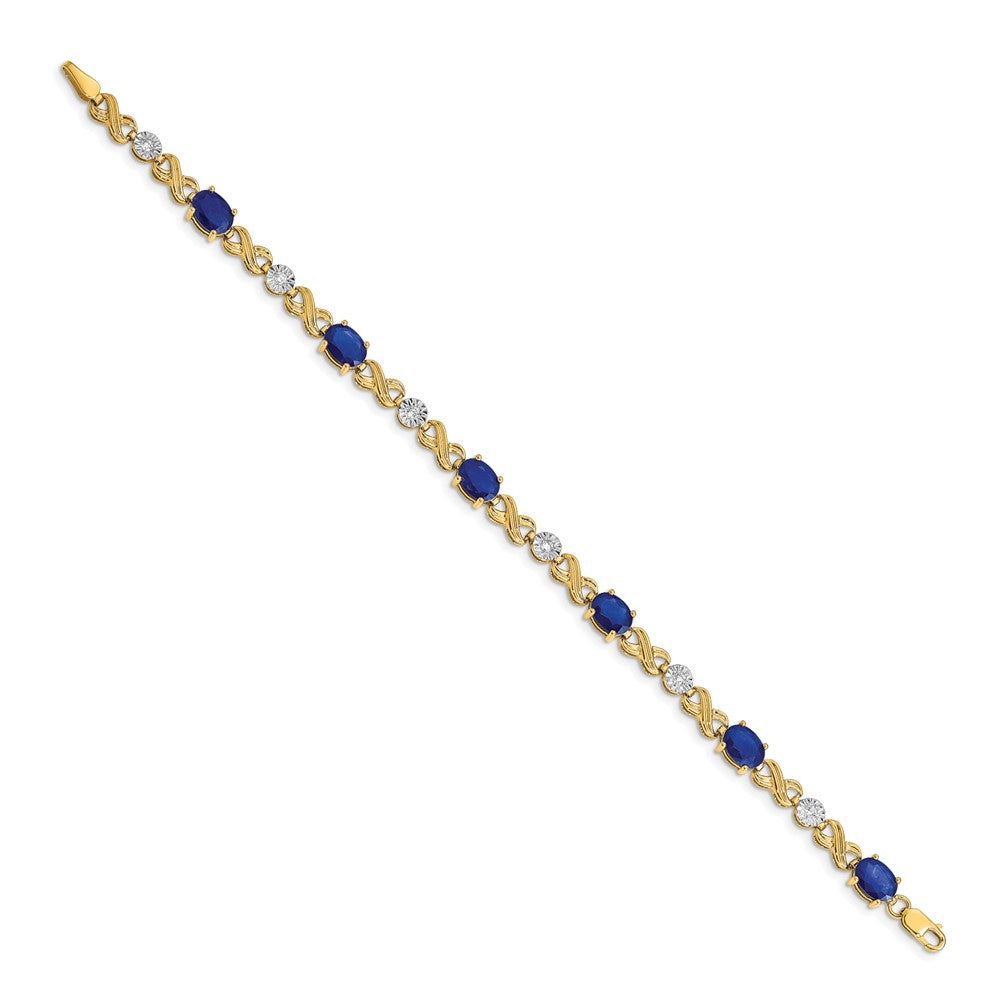 14k Complete Diamond and Oval Sapphire Infinity Link 7.25 inch Bracelet - View 2
