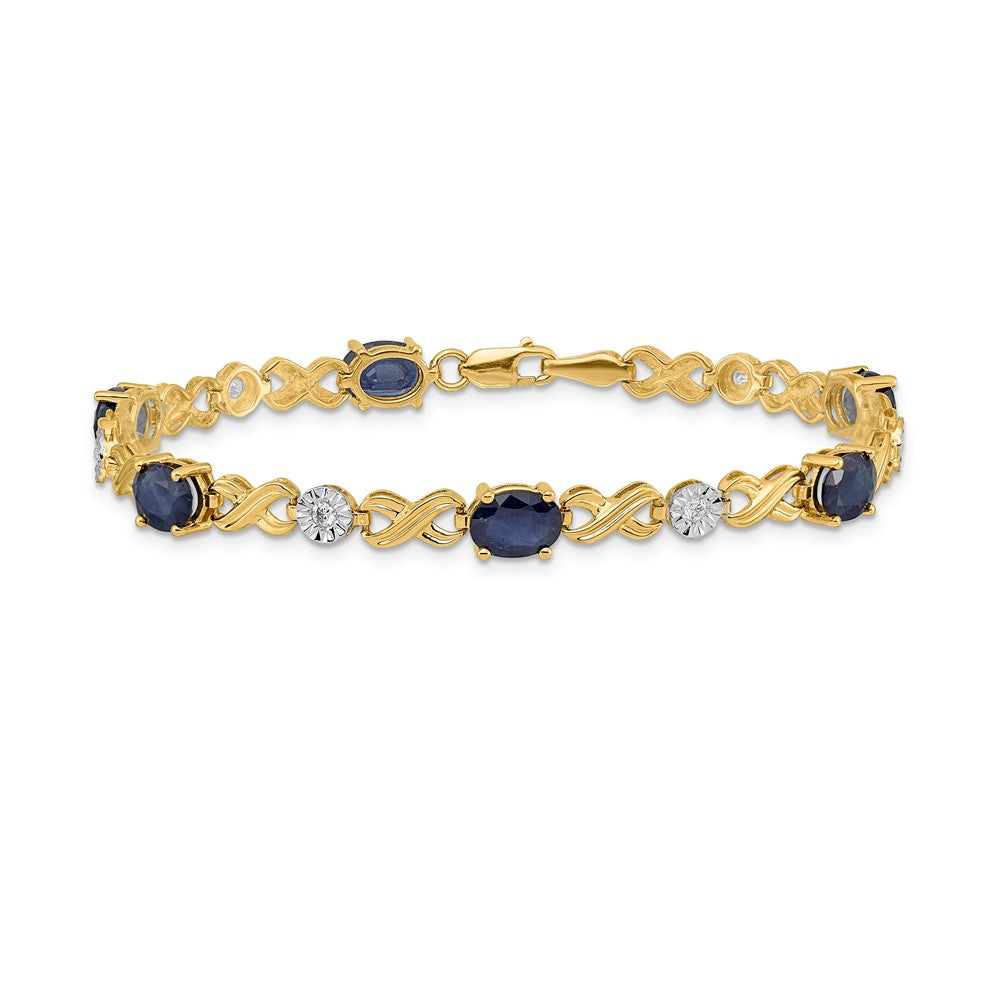 14k Complete Diamond and Oval Sapphire Infinity Link 7.25 inch Bracelet - View 3