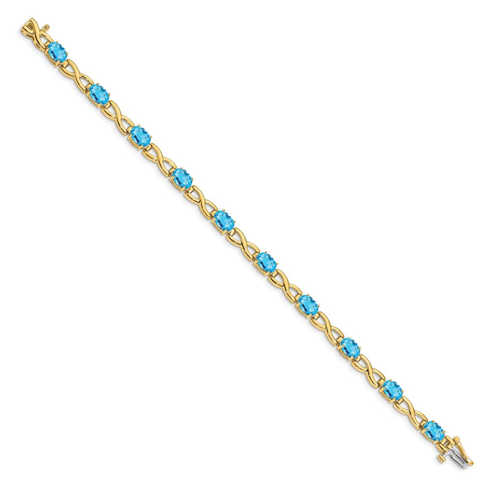 14k Complete 7x5mm Oval Swiss Blue Topaz Infinity Link 7 inch Bracelet - View 2