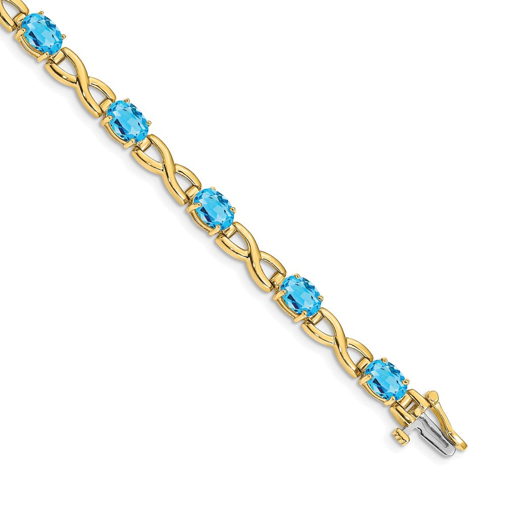14k Complete 7x5mm Oval Swiss Blue Topaz Infinity Link 7 inch Bracelet - View 1