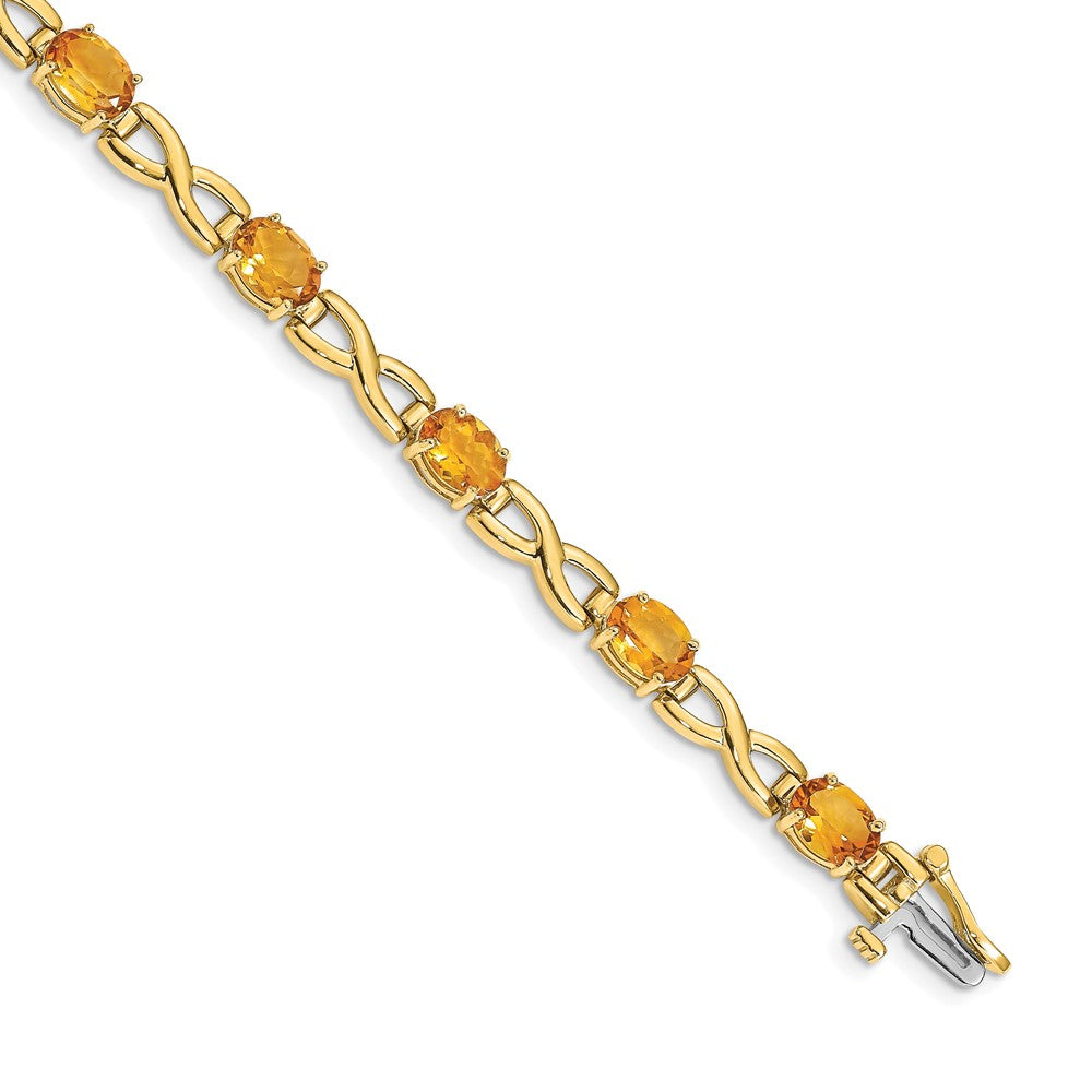 14k Complete 7x5mm Oval Citrine Infinity Link 7 inch Bracelet - View 1