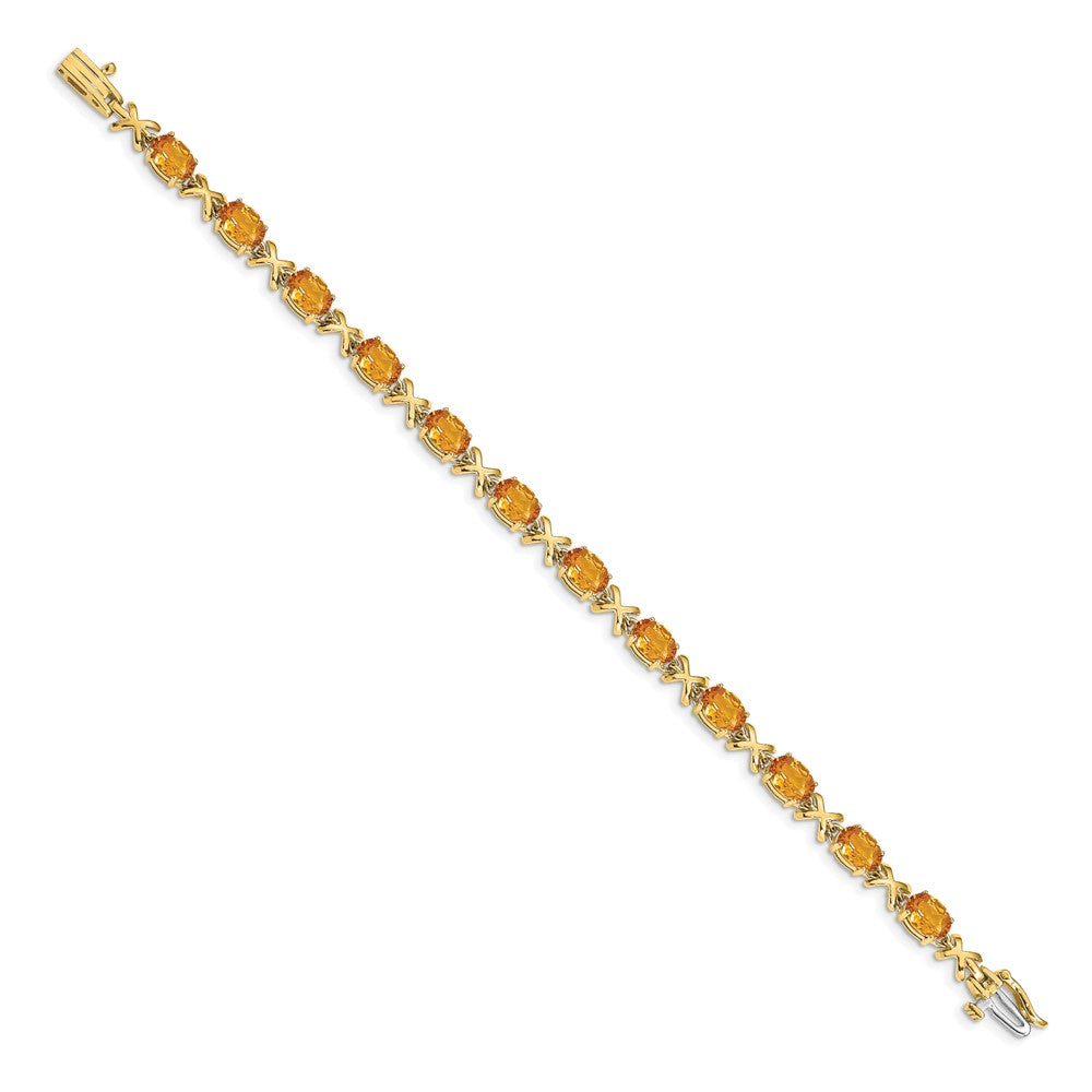 14k Complete 7x5mm Oval Citrine X-design 7 inch Bracelet - View 2