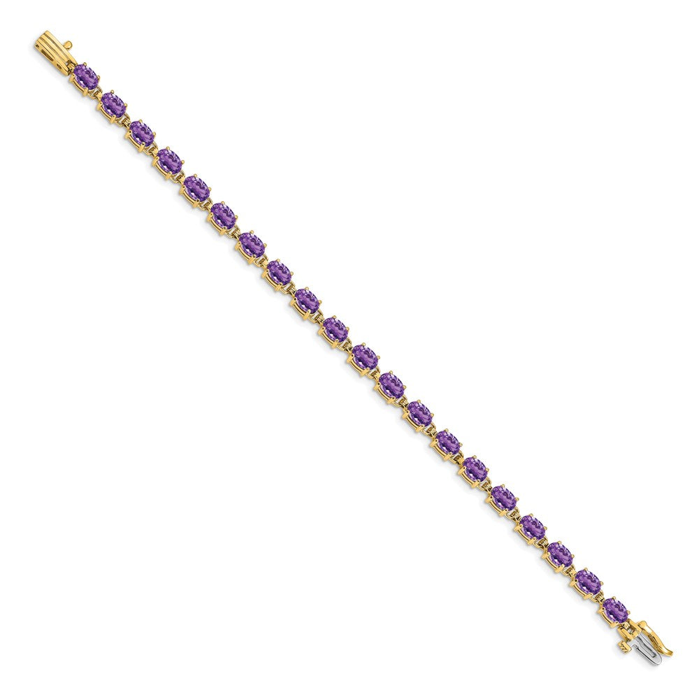 14k Complete 6x4mm Oval Amethyst 7 inch Bracelet - View 2